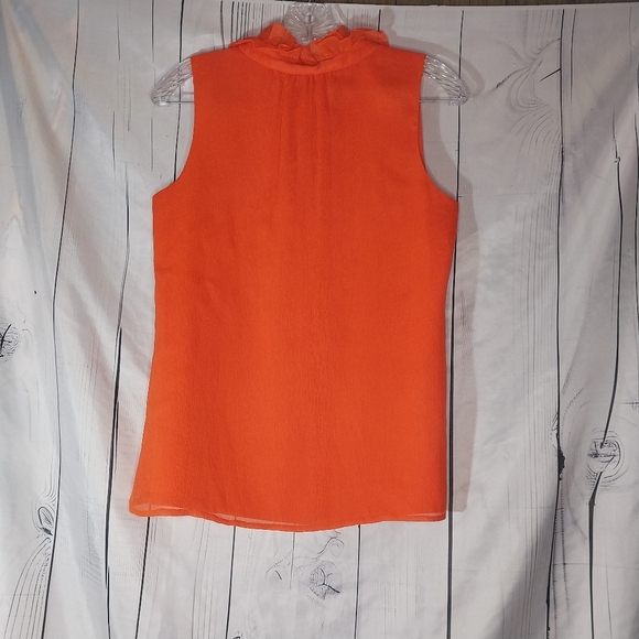 J.Crew Naomi Top Orange Lined Silk Sleeveless Ruffle Neck Blouse - Picture 8 of 14